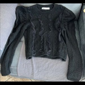 Zara lace & knit sweater size small black color… Final Markdown!!
